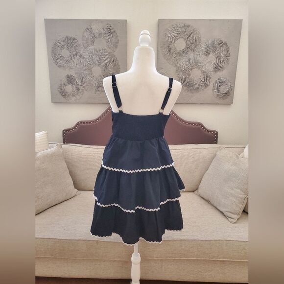 🌹 ONE AND ONLY 🌹 Tiered Front Tie Mini Dress - [Medium, Black] - Picture 7 of 13